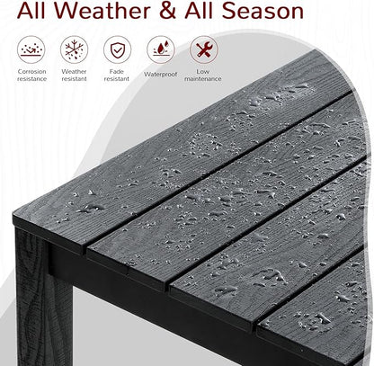 Stoog All-Weather Patio Dining Table for 6, 63" Waterproof HIPS Material Dining Table with Umbrella Hole, Never Rot or Fade, Black