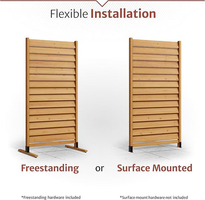 6.1ft H x 3.1ft W (1 Panel) Freestanding or Surface Mounted Enclo Sierra Privacy Screen, Wood Fence Screen, Outdoor or Indoor Decorative Privacy Panel, Great for Balcony, Patio, Deck, AZ18031