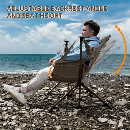 TIMBER RIDGE Hammock Camping Chair, Oversized Swinging Chair for Outdoor Lawn, Backyard and Patio, Supports 400lbs, Tan