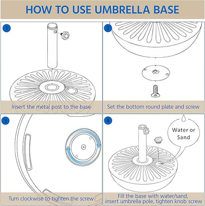 Yaheetech Umbrella Base 85.7lbs Round Water & Sand Filled Patio Outdoor Umbrella Stand with Steel Umbrella Holder Suit for Dia 1.5'' or 1.9'' Umbrella Pole, Black