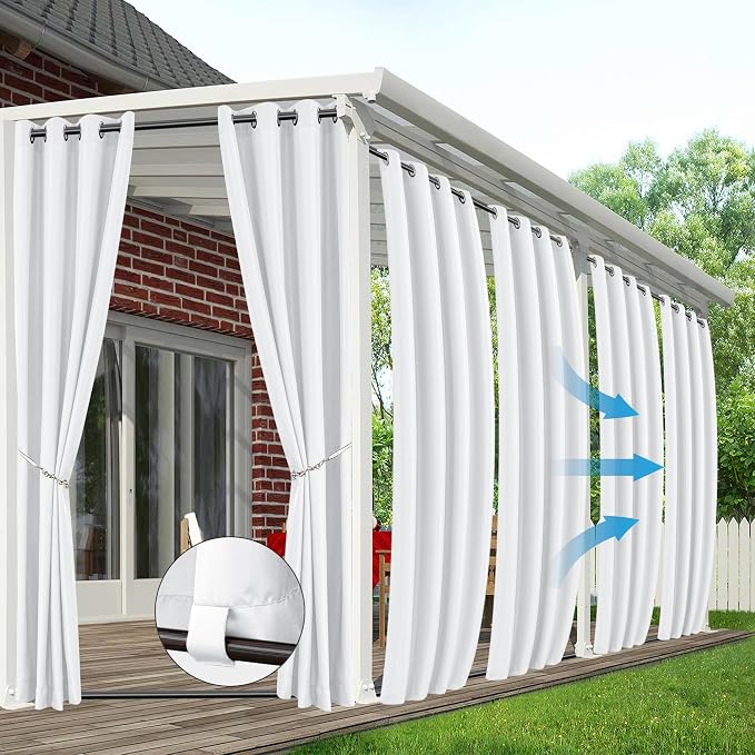 HolidayIdeas Outdoor Curtains for Patio Waterproof 6 Panels 54x84 by HolidayIdeas