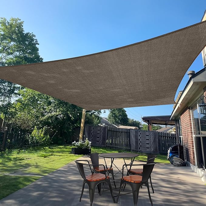 SUNLAX Sun Shade Sail 10' x 13' Brown Rectangle Canopy Sail Shade Cover UV Block Permeable Sunshade Outdoor for Patio Backyard (We Make Custom Size)