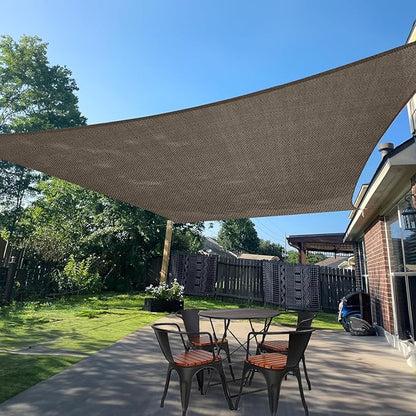 SUNLAX Sun Shade Sail 10' x 11' Brown Rectangle Canopy Sail Shade Cover UV Block Permeable Sunshade Outdoor for Patio Backyard Deck Pergola (We Make Custom Size)