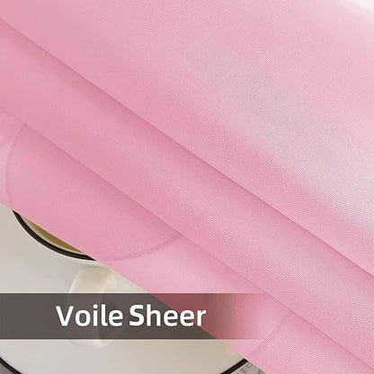SpaceDresser Waterproof Outdoor Sheer Curtains for Patio - 4 Panels Rod Pocket Indoor Voile Sheer Curtain for Living Room,52W x 108L inch, Light Pink