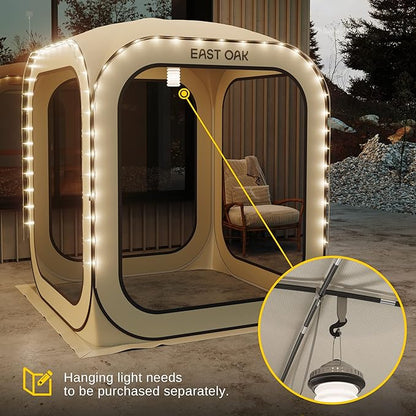 East Oak Screen House Tent Pop-Up, Portable Screen Room Canopy Instant Screen Tent 4 x 4 FT with Carry Bag for Patio, Backyard, Deck & Outdoor Activities, Beige