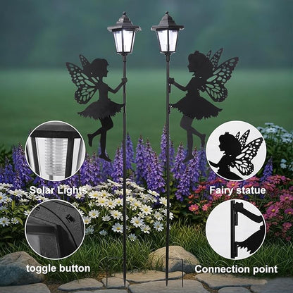 ZKLiLi Fairy Solar Garden Light,Outdoor Garden Fairy Decor Waterproof Large Hanging Lantern Decorations for Patio Yard Porch Lawn Pathway Statues Outdoor Decor Gifts（White Light）