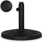 Backyard Expressions 20 lb Round Patio Umbrella Base – Heavy Duty Resin-Coated Calcium Carbonate Stand with Adjustable Pole Adapters Fits 1.5"–2" Poles, Weather-Resistant, Black Finish