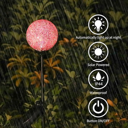 VCUTEKA Solar Garden Lights - Mosaic Solar Lights Outdoor Decor Pathway Light Waterpoof LED Stake Light for Landscape Lawn Patio Yard Decoration 1 Pack