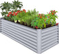 Best Choice Products 8x4x2ft Outdoor Metal Raised Garden Bed, Deep Root Planter Box for Vegetables, Herbs & Flowers, 478-Gallon Capacity, 100% Non Toxic Materials - Moonlight Gray