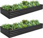 10×3×1FT(2PCS) Galvanized Raised Garden Bed Kit, Metal Planter Boxes,Large Outdoor Planters Garden for Planting Vegetables,Flowers,Herbs -Black