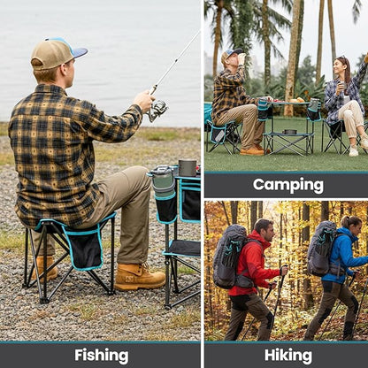 FUNDANGO Folding Tripod Stool, 2 Pack Lightweight Portable Fishing Chair with Thick Padded Seat, 440 Lbs Heavy Duty Outdoor Camping Chairs with Carry Bag for Walking Hunting Hiking Travel
