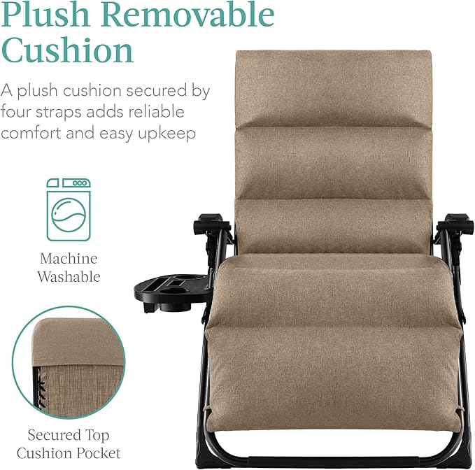 Zero Gravity Recliner Chair in Wheat with Removable Plush Cushion