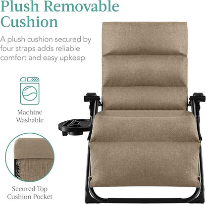 Zero Gravity Recliner Chair in Wheat with Removable Plush Cushion