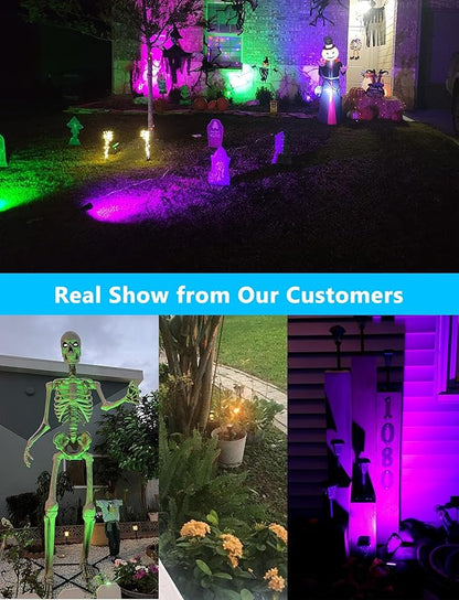 OurLeeme Lawn Flood Light Stake, 2-in-1 Waterproof Outdoor Remote controlle Landscape Lighting Spotlight Wall Light for Yard Garden Driveway Pathway Pool (4 Pack)