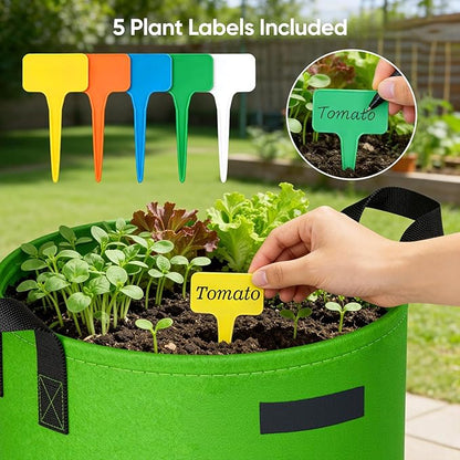 5 Gallon Potato Grow Bags: Set of 5 Colorful Gardening Supplies Fabric Pots with Harvest Window Reinforced Handles - Planting Container for Vegetable Tomatoes Carrot Flowers Balcony Patio Use