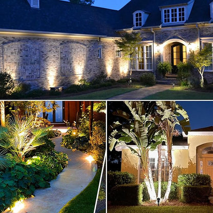 Low Voltage Landscape Lighting, 6 Pack Outdoor Spot Lights with Transformers, 12V Warm White Landscape Spotlights IP65 Waterproof Plug in Outdoor Uplights for Yard House Pathway Tree Pools