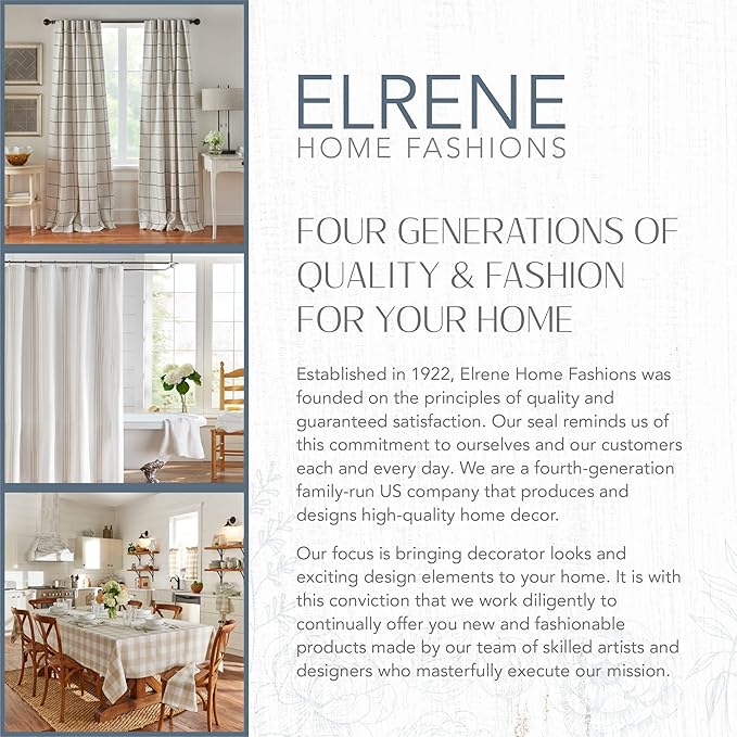 Elrene Home Fashions Highland Stripe Indoor/Outdoor Curtain Panel, 50 inches X 108 inches, Gray