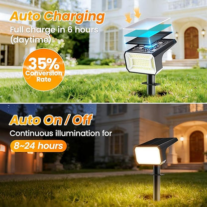 Fabrito Solar Spot Lights Outdoor 4 Pack, [108Leds, 4 Modes] Auto On/Off Spotlights, IP67 Waterproof Landscape Lights for Tree, Yard, Patio, Pool, Pathway, Driveway, Warm White