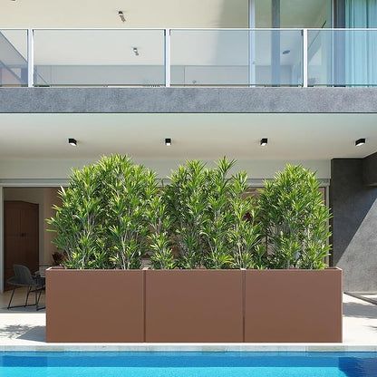 Rectangular Planter Box with Removable Insert Shelf - 32x12x24 Inches Large Size Planters for Patio, Yard, Terracotta