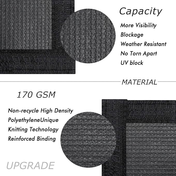 UPGRADE Fence Privacy Screen 4' x 25' Fence Commercial Shade Cover with Brass Grommets Heavy Duty Perfect for Outdoor Back Yard-Dark Grey, Customizable