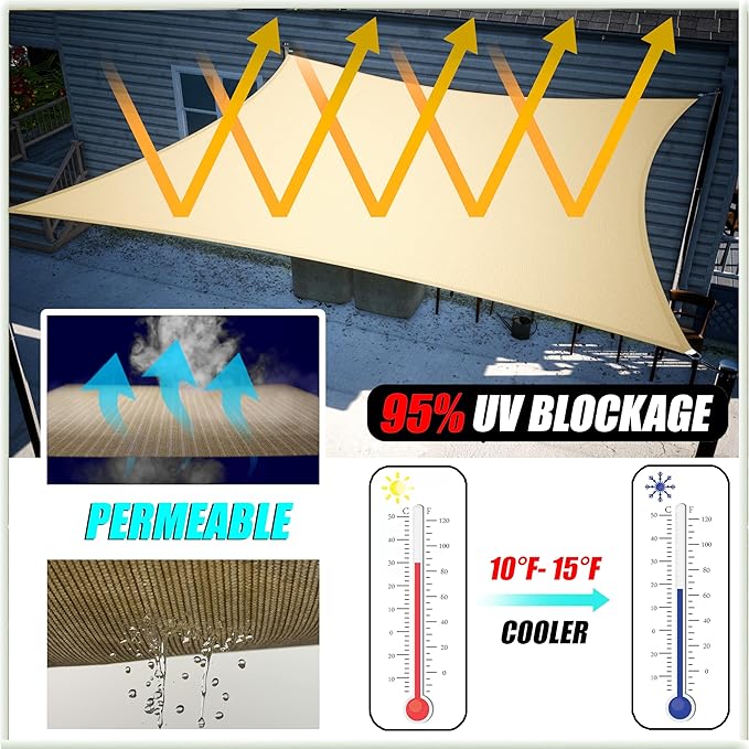 Amgo Custom Size 11' x 16' x 19.4' Gray Right Triangle Sun Shade Sail UPF50+ AGTAPRT12, Order to Make Canopy Awning, Water & Air Permeable, Commercial Standard (We Customize)