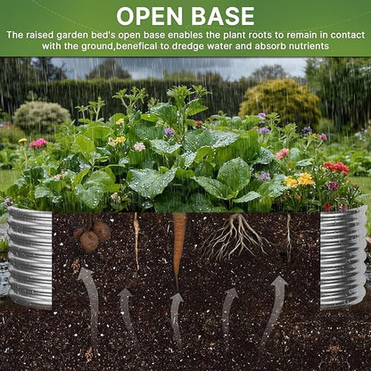 3 PCS Tall 4x2ft Galvanized Raised Garden Bed Outdoor, Metal Garden Bed for Vegetables, Above Ground Garden Box for Flower, Steel Raised Beds for Gardening