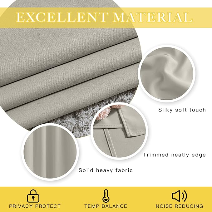 NICETOWN Blackout Natural Window Treatment for Living Room - Energy Saving Thermal Insulated Solid Grommet Sound Reducing Room Darkening Curtain for Bedroom (1 Panel, W66 x L102)