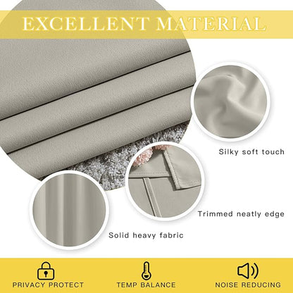NICETOWN Blackout Natural Curtain for Patio Door, Grommet Room Divider French Door Curtain Wide Window Treatment Sound Reducing Thermal Drape for Sliding Door (1 Panel, W80 x L95)