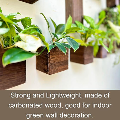 LaLaGreen Wood Planter Boxes (4x4 Inch, 4 Pack) Small Square Wooden Wall Mounted Flower Pot for Indoor Plants, Window Box Mount Hanging Herb Planters Outdoor Plant Holder Vertical Garden Home Decor