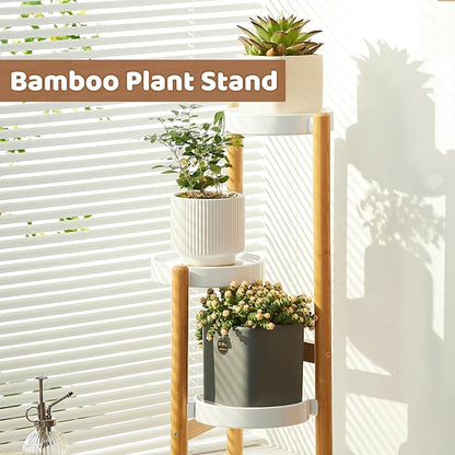 FILWH Plant Stand Indoor Outdoor Plant Rack 3 Tier 3 Potted Flower Holder Ladder Plant Stands for Balcony Window Living Room Garden Patio White