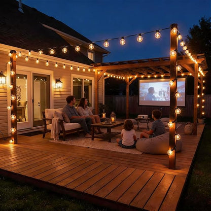 RTTY Dense-Glow Outdoor String Lights 120ft, G40 Led Patio Globe Lights with 62pcs Bulbs,Shatterproof Waterproof Connectable Hanging for Porch Cafe Bistro Backyard Gazebo Balcony Deck Party