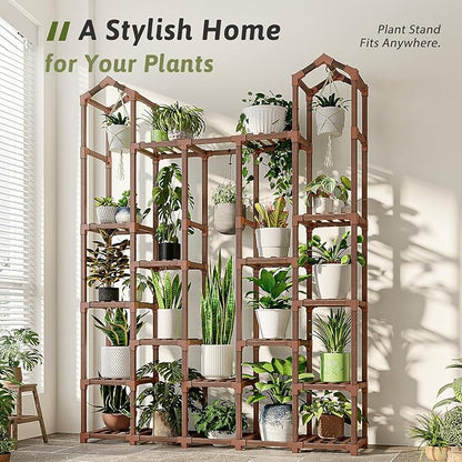 Large Plant Stand Indoor Plant Stands Outdoor Tall Plant Shelf for 18-23 Pots Corner Tiered Plants Stands for Multiple Plants Wood Hanging Plants Holder for Garden Balcony Patio Window Porch