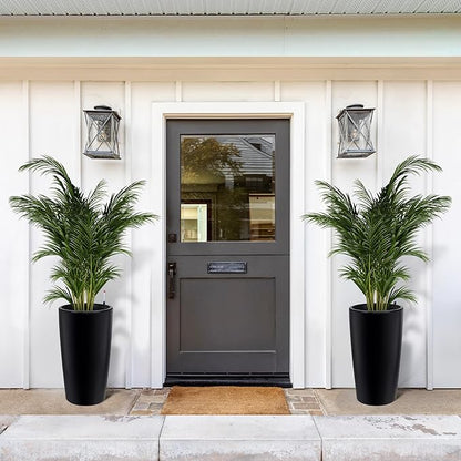 GarveeLife 30 in Tall Planters for Outdoor Plants Set of 2, Large Outdoor Planters for Front Porch Decor with Drainage Holes＆Water Level Monitor ＆Inner Bucket, Automatic Watering, Black