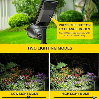 ROSHWEY Solar Spot Lights Outdoor - 600LM Spotlights Waterproof Outside Flood Lighting for Driveway Backyard Patio Garden Landscape Deck Garage (Cool White, 2 Pack)
