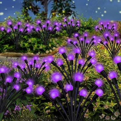 Kohlrabi Solar Garden Lights Outdoor, 10 Pack 80 LED Solar Purple Firefly Lights Waterproof, Sway by Wind, Halloween Swaying Light for Yard Patio Backyard Garden Planter Flower Bed Pathway Decoration