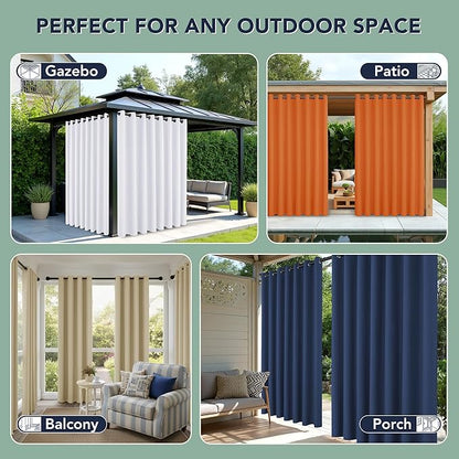 Patio Curtains Outdoor Waterproof - 6 Panels Privacy Weatherproof Outside Curtains with Grommets for Pergola, Gazebo, Porch, Cabana, Balcony, 54 x 95 Inch, Teal