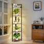 Corner Plant Stand with Grow Light Shelf 5 Tiered Plant Stand 59” Tall Flower Holder with 4 LED Grow Light Flower Stands for Indoor Plants Wood Corner Shelves for Plants Outdoor