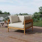 Acanva Modern Outdoor Patio Furniture Set, All-Weather Aluminium Conversation Sectional Sofa with Thick Cushions for Backyard, Garden, Porch, Armchair, Beige