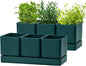 D'vine Dev Herb Garden Planter Set, Plastic Plant Pots with Drainage and Saucer, Indoor Succulent Cactus Vegetable Pot for Windowsill, Garden Balcony, Green, Set of 2, 76-V-C-2