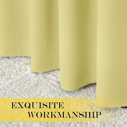 NICETOWN Paler Yellow Blackout Curtains for Bedroom 72 Inches Long, Thermal Insulated Room Darkening Grommet Window Curtains for Living Room Nursery, 66 inch x 72 inche, 1 Panel
