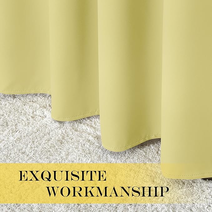 NICETOWN Blackout Curtain Drape 72 inch Long - Grommet Noise Reducing Thermal Insulated Modern Window Treatments for Bedroom Living Room (1 Panel, 52 x 72 Inch, Paler Yellow)