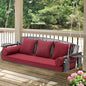 3 Seat Porch Swing, Patio Swing Bench with Cup Holders & 3 Back Cushions, Swing Chair with Chains for Deck Garden Backyard,Red