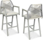 Best Choice Products Outdoor Bar Stools Set of 2, Bar Height, 360° Swivel Aluminum Frame, All-Weather Woven Rope Chair Design w/Armrests - Gray/Meteor