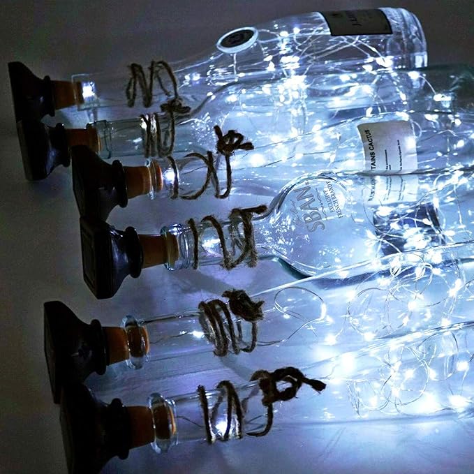 Solar Wine Bottle String Lights, 12 Pack, Cool White, Waterproof
