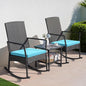 Conversation Set, 3-Piece Wicker Rocking Chairs with Coffee Table, Blue