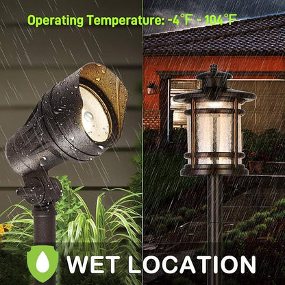 hykolity 8 Pack Low Voltage LED Landscape Kits, 12V-24V Pathway Flood Light Kits, 10W 390LM and 3.4W 155LM Wired for Outdoor Yard Lawn, Die-cast Aluminum, 50W and 30W Equivalent