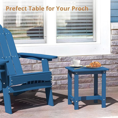 LUE BONA Outdoor Side Table Set of 2, HDPS Small Outdoor Table, Adirondack Side Table, Outside End Table for Patio, Porch, Deck, Weather Resistant/Easy Maintenance/Indoor or Outside Use, Navy Blue