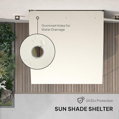 Outsunny 10' x 10' Outdoor Pergola Gazebo with UV-Resistant Canopy and Metal Frame, Sun Shade Shelter for Porch, Patio, Deck, Backyard, Cream White