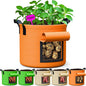 7 Gallon Potato Grow Bags - 6 Pack 350g Heavy Duty Thick Aeration Nonwoven Fabric Pots with Handles, Potatoes Grow Bags 7 Gal with Flap, Garden Bags for Growing Potatoes Plant Vegetables Flower