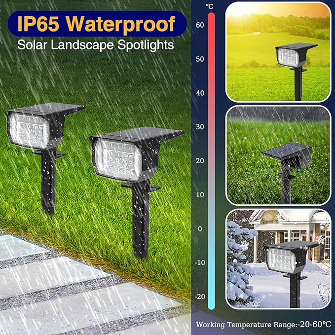 nipify 8 Pack Solar Spot Lights Outdoor Color Changing, 7 Modes Halloween RGB Solar Powered Waterproof Spotlight, Landscape Lighting for Outside Yard Garden Pathway